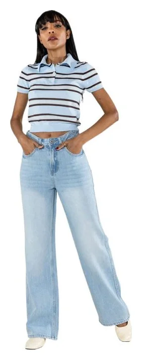 Blugi dama wide leg cu tencel, Nina Carter